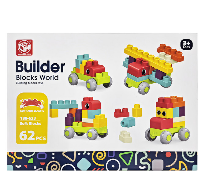 PLAYFUL TOYS 頑玩具 益智軟積木 62p 1.25kg, 多色, 1盒