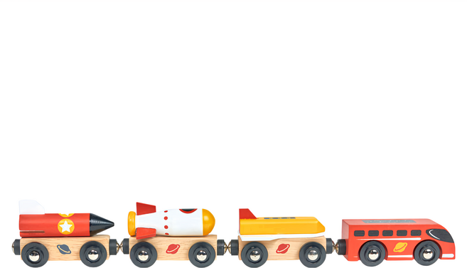 Mentari太空火箭小火車 櫸木 適用年齡: 18個月以上, 多色, 1組