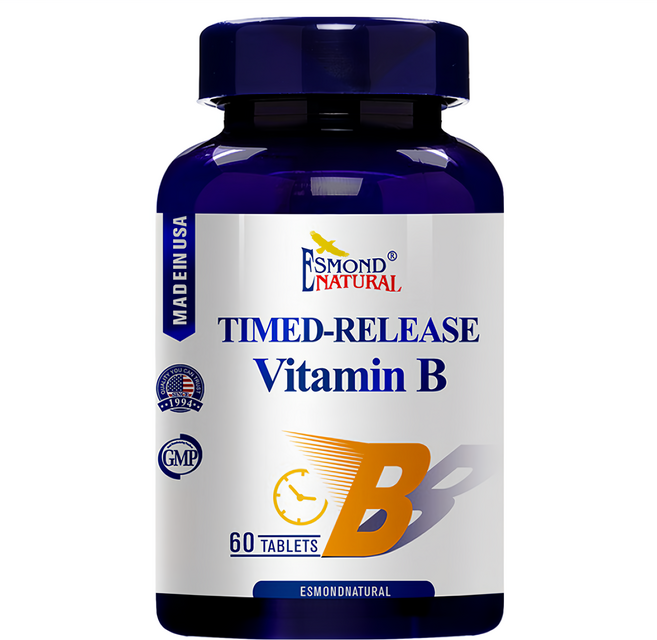 ESMOND NATURAL 愛司盟 緩釋型維他命B群加強錠 純素, 60顆, 114g, 1罐