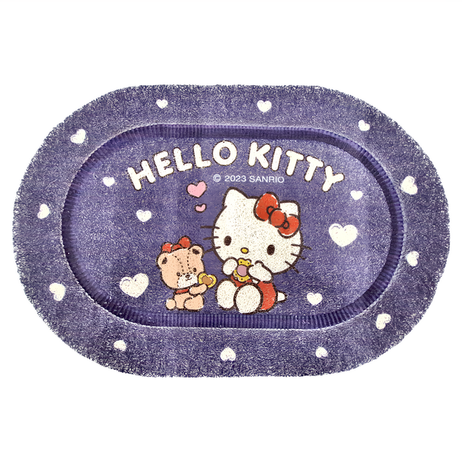 U-House 樺新 SANRIO 三麗鷗 HELLO KITTY橢圓刮泥地墊 59 x 39 x 0.5cm, 美味餅乾 紫色, 1個