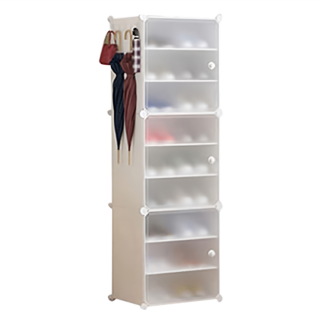 側開式1列9層組合鞋櫃, 白色, 1個