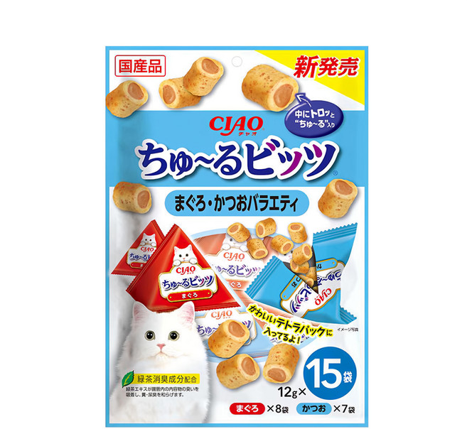 INABA CIAO 啾嚕 夾心肉泥捲, 鮪魚 + 鰹魚, 180g, 1袋