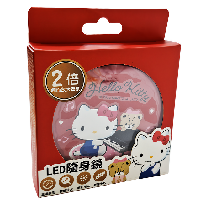 SHIERN-CHIU 廣億實業 HELLO KITTY LED隨身鏡, 紅色, 1個
