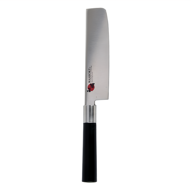 WASHOKU 和燭 日本和燭職人長方刀 17cm DSR1K6高碳鋼不銹鋼 適用於肉品、蔬菜等軟質食材, 黑色手柄, 1支