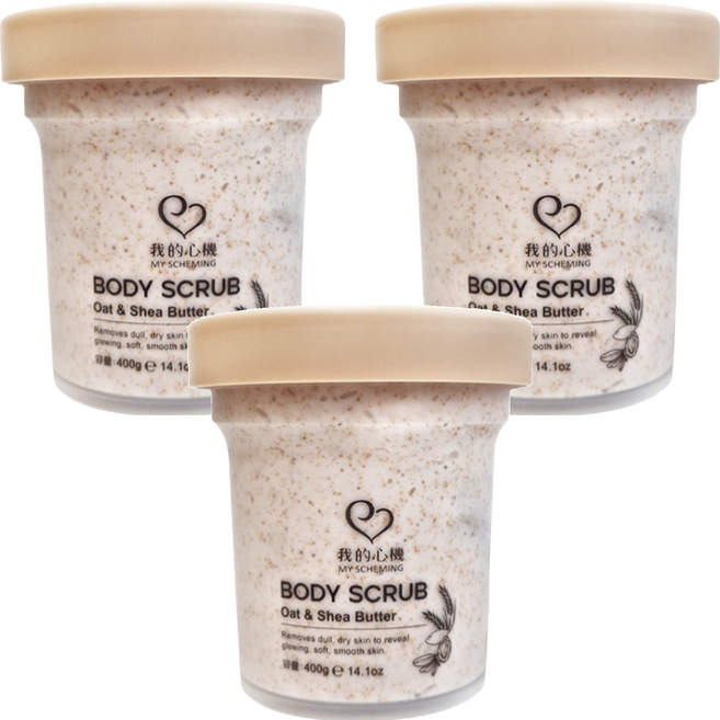 MY SCHEMING 我的心機 燕麥乳木果油 保濕身體去角質, 400g, 3罐