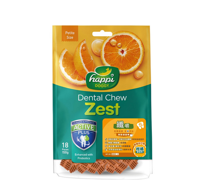 happi DOGGY 纖嚼 無穀健齒棒 S號 18入, 柑橘, 150g, 1包