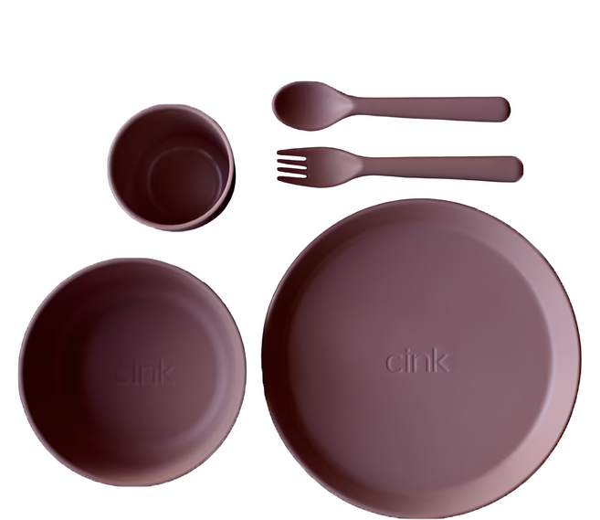 cink 餐具組, 水杯 + 餐碗 + 盤子 + 湯匙 + 叉子, 梅紫, 1組