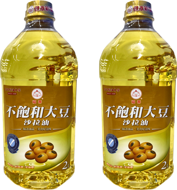 福壽實業 不飽和大豆沙拉油, 2L, 2桶