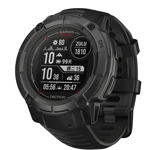 GARMIN INSTINCT 2X Solar 本我系列 太陽能GPS腕錶 軍事戰術版 50mm 1個, 極致黑, GPS