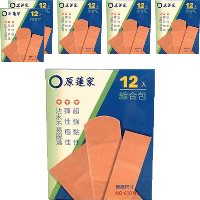 原薘家 伸縮OK繃綜合包, 12片, 6盒