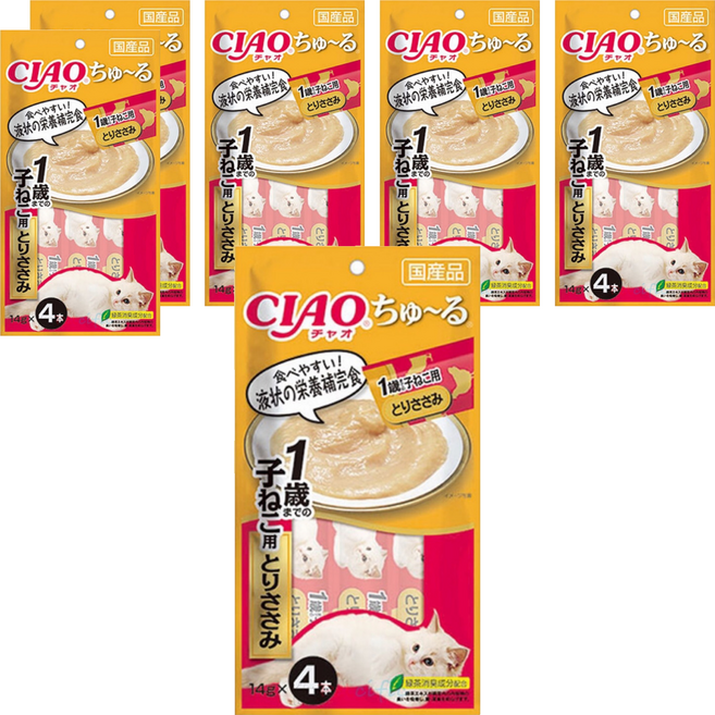 INABA CIAO 啾嚕 肉泥 1歲幼貓用 雞肉泥 SC-174 14gx4本, 雞肉, 56g, 6袋