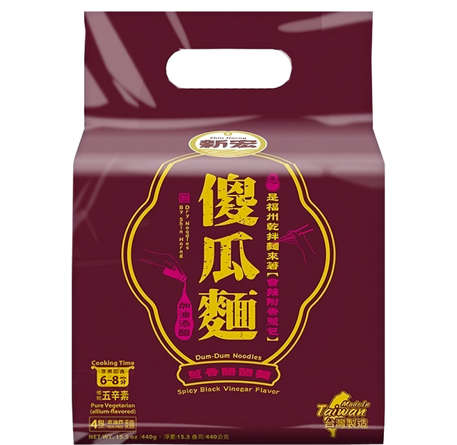 新宏 傻瓜麵 蔥香醋醋麵 辣, 4包