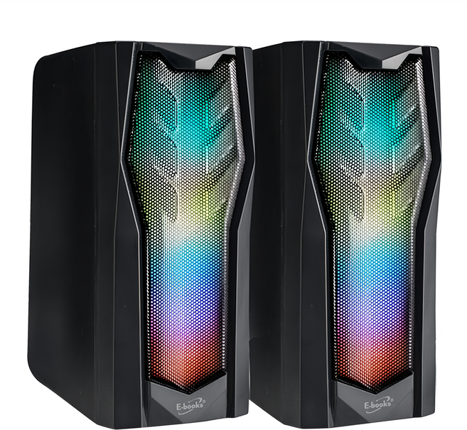 E-books D44 電競炫光兩件式2.0聲道多媒體喇叭 原廠保固, E-EPD231, 黑色