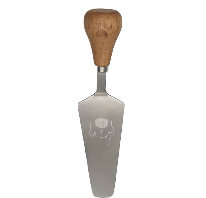 SHUEHO 樹可 站立餐具廚具 三角鏟 420不鏽鋼 櫸木手柄, 熊熊 銀色 + 原木色, 1組