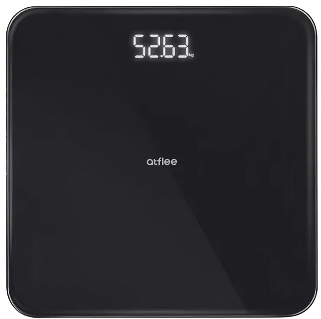 atflee T3 家用LED電子體重計, M89051, 黑色, 1個