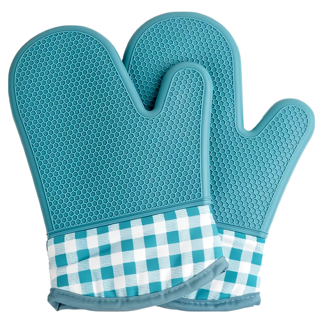 unopan 屋諾 矽膠隔熱手套 耐熱-40~300℃ 蜂窩紋路, 綠色, 1雙