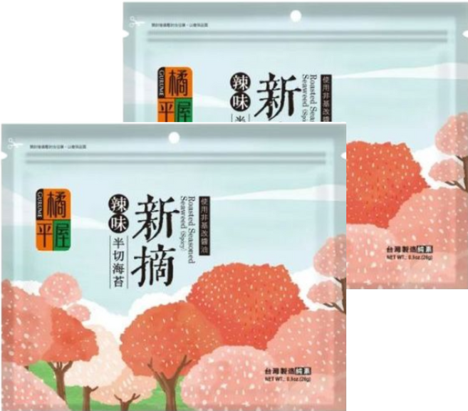 橘平屋 新摘海苔 辣味, 26g, 2包