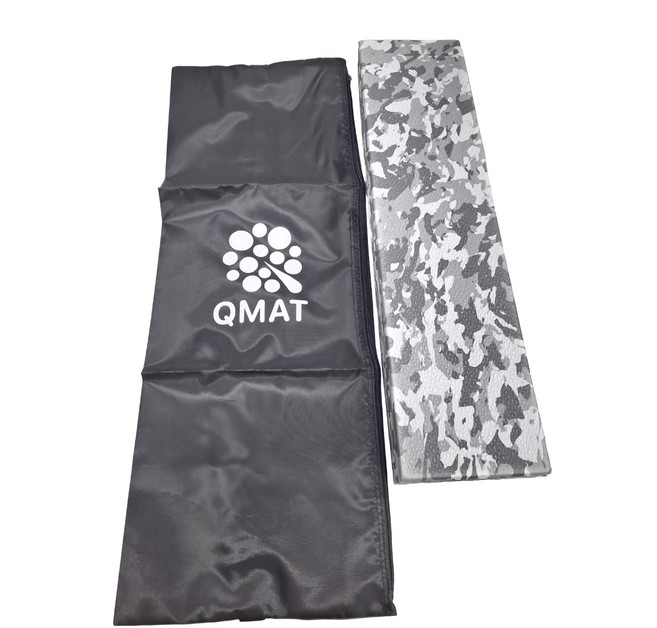 QMAT 折疊瑜珈墊 含尼龍拉鍊袋, 灰迷彩, 1組