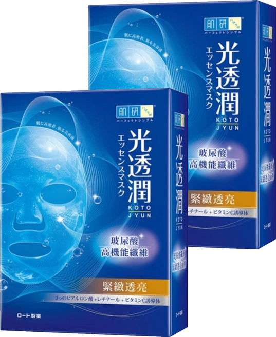 HADALABO 肌研 台灣公司貨 光透潤玻尿酸纖維緊緻面膜 28ml, 6片, 2盒