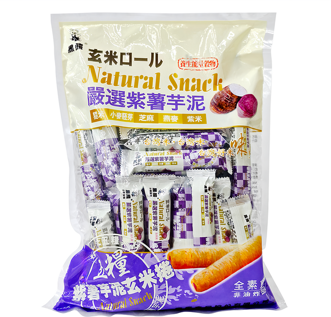 黑熊 五糧紫薯芋泥玄米捲, 400g, 1袋