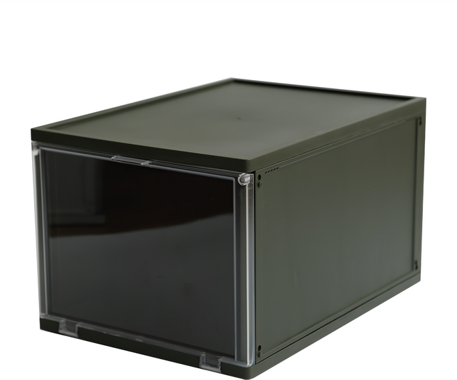 SHUTER 樹德 拼拼樂收納鞋盒 265W x 372D x 213H mm, 軍綠色, 1個