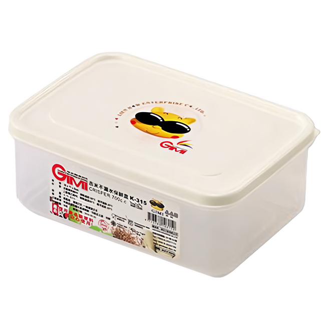 GIMI 吉米 不漏保鮮盒上蓋 K-315 16 x 11 x 6cm 白身透明 120g 700cc, 容器 + 蓋子, 6個