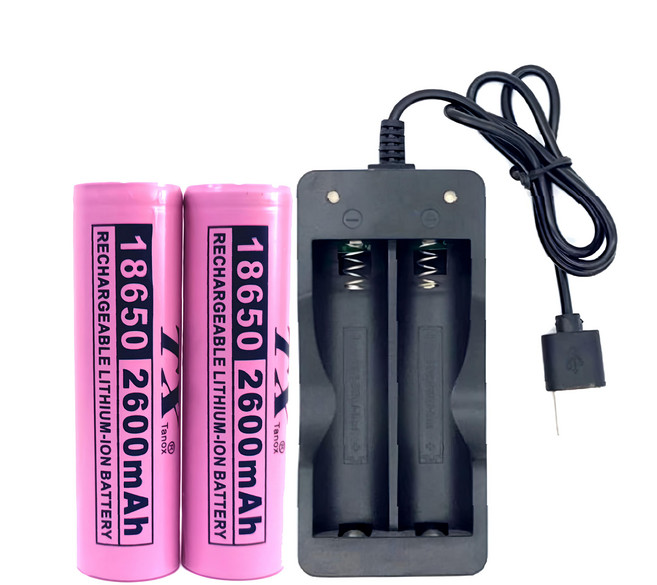 TX Tanox 特林 安全認證18650鋰充電池2600mAh 2顆 附USB雙槽充電器 190 x 120 x 60mm 200g, 1組