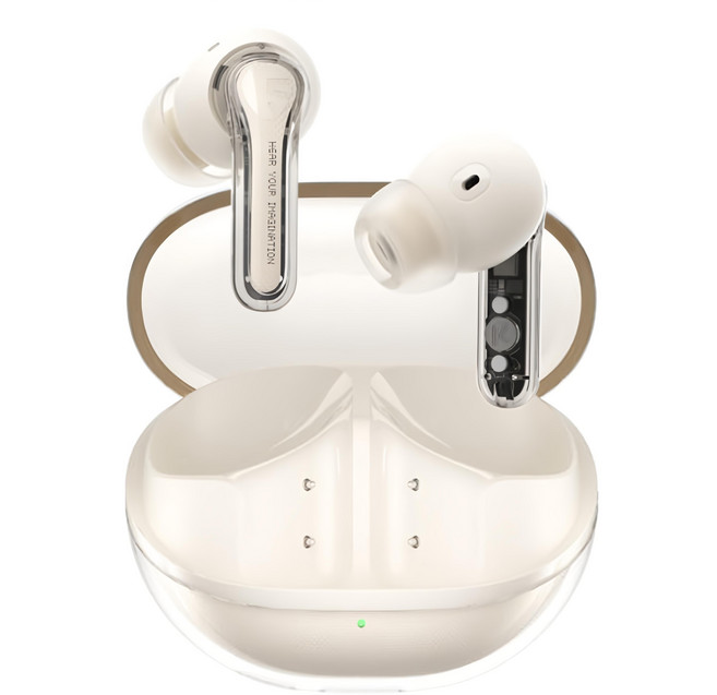SOUNDPEATS Clear 藍牙耳機 12mm生物振膜動圈 藍牙5.3 40hr續航 ENC通話降噪, 透米色