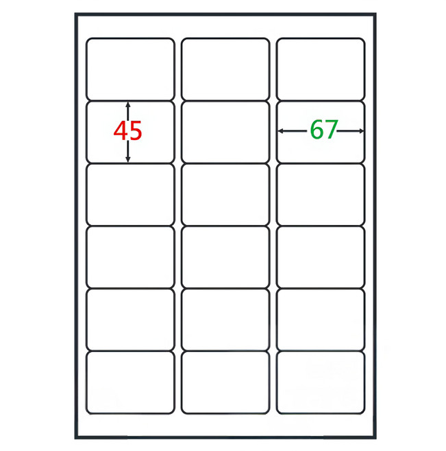 鶴屋 A4三用電腦標籤 21 B4567 67 x 45mm, 18格, 105張