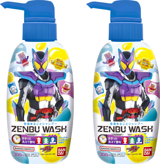 BANDAI 假面騎士三合一洗髮精-蘇打香, 300ml, 2瓶