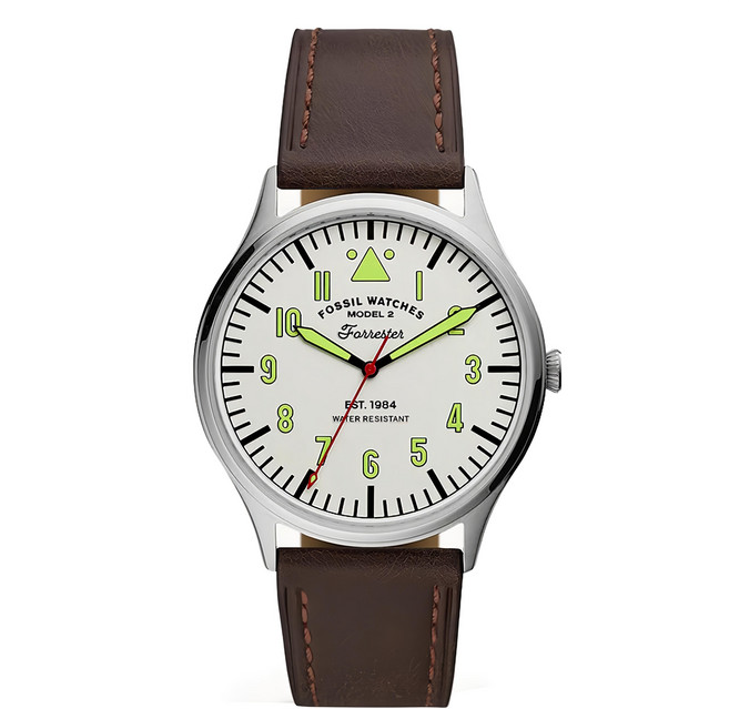 FOSSIL 手錶 FS5610 阿拉伯數字錶盤 白色錶盤 深咖啡色錶帶