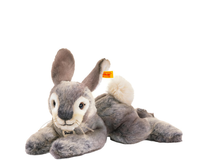 Steiff 德國金耳釦泰迪熊 Dormili Rabbit 黃標玩偶, 32cm, 兔子 灰色, 1入