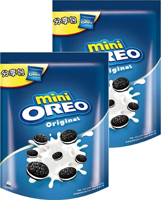 OREO 奧利奧 迷你夾心餅乾 分享包 香草口味 8包入, 163.2g, 2袋