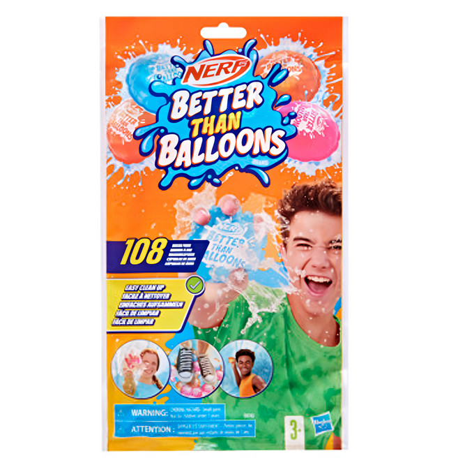 Hasbro 孩之寶 NERF 樂活打擊 Better Than Balloons 水彈系列 戲水玩具 108顆水彈 1包, 多色