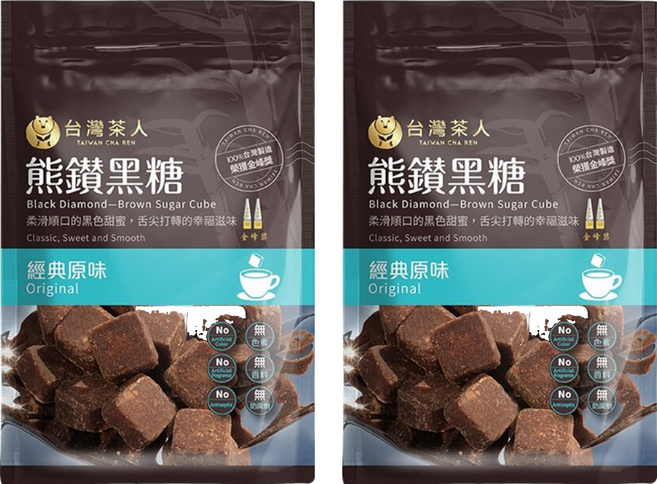 台灣茶人 熊鑽黑糖磚 經典原味, 136g, 2袋