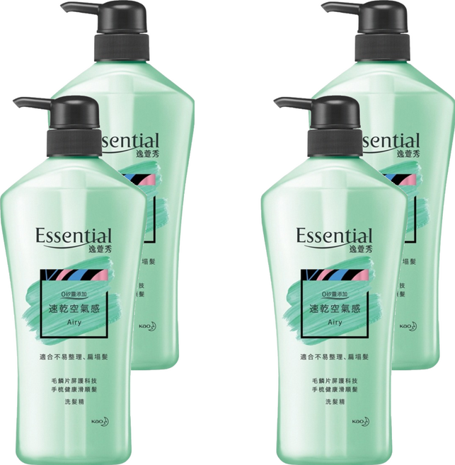 Essential 逸萱秀 速乾空氣感洗髮精 適合不易整理、扁塌髮, 700ml, 4瓶