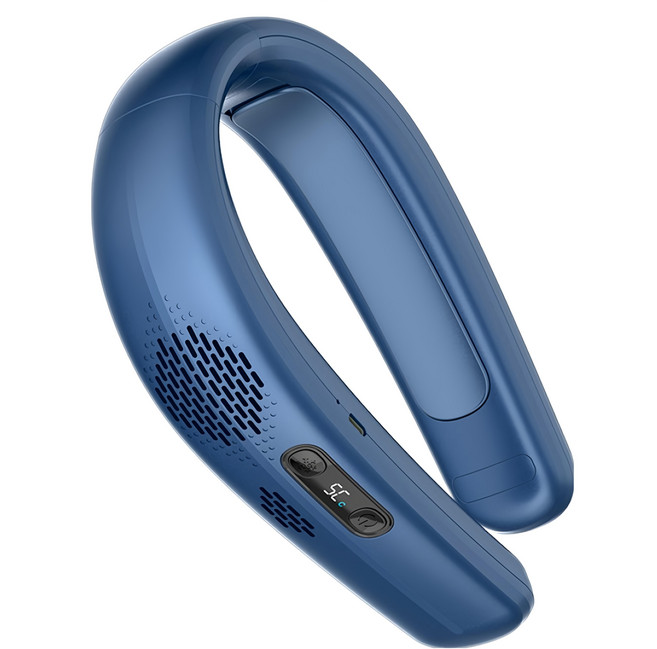 ANTIAN 移動式半導體製冷空調掛脖風扇 原廠保固, FB12, 深海藍