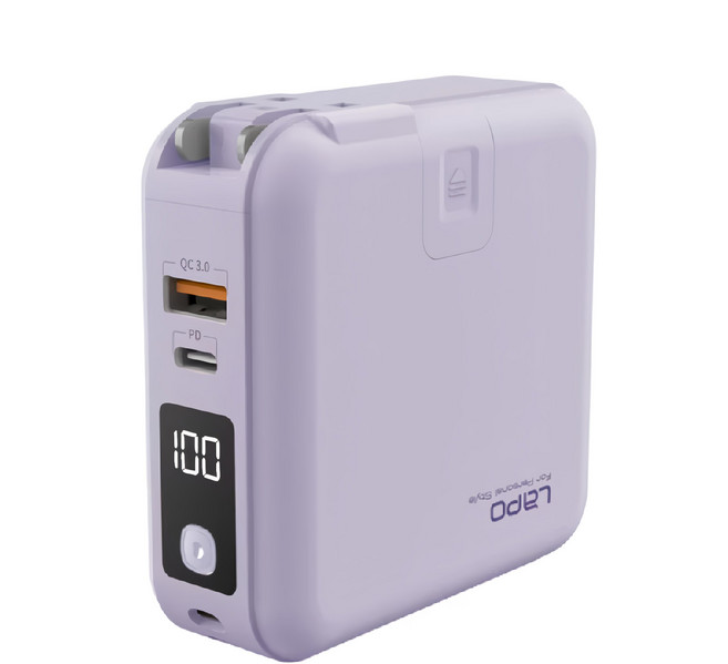 LaPO 2代新升級 22.5W 自帶線/磁吸 雙孔輸出多功能無線充行動電源 10000mAh Type-C/USB-A 原廠保固, WT-03CM, 海芋紫