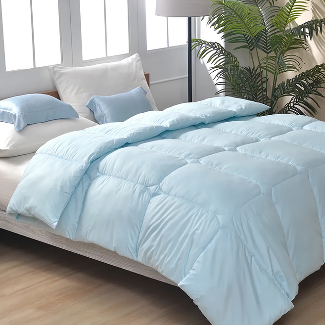 寢室安居 韓版3D雲朵羽絲棉保暖被 1.9kg, 銀河藍, 1件