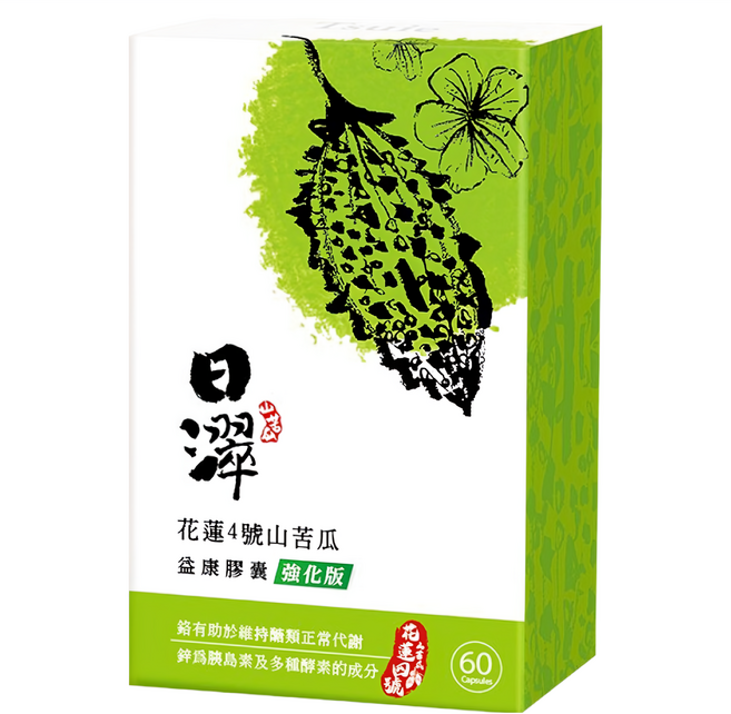 Tsuie 日濢 花蓮4號山苦瓜益康膠囊 強化版, 60顆, 600mg, 1盒