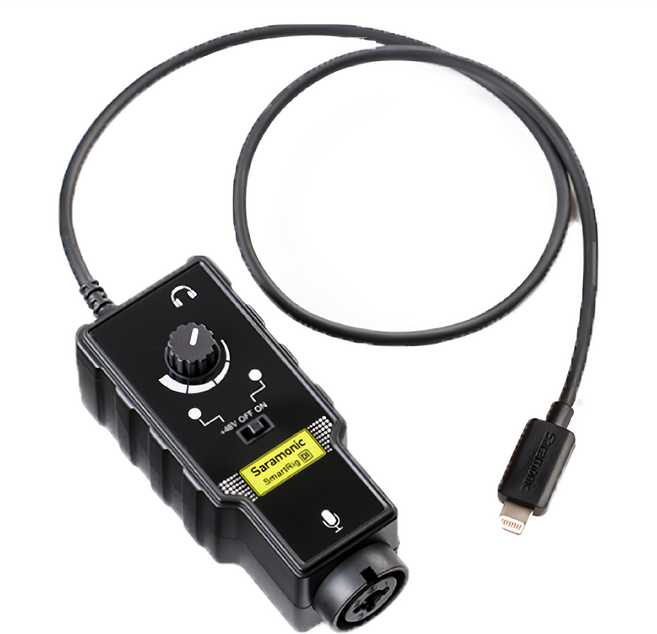Saramonic 楓笛 SmartRig Di 麥克風 智慧型手機收音介面 適用多種設備 支援3.5mm耳機即時監聽 具備增益功能旋鈕, 黑色