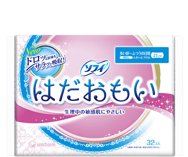 SOFY 蘇菲 日本原裝進口 敏感肌衛生棉 日用量多 無翼型, 21cm, 32片, 1包