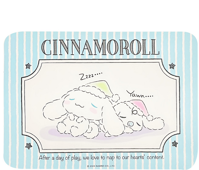 Sanrio 三麗鷗 大耳狗喜拿皮革隔熱桌墊, 43 x 30cm, 1個, 大耳狗睡眠時光 白色 + 藍條紋