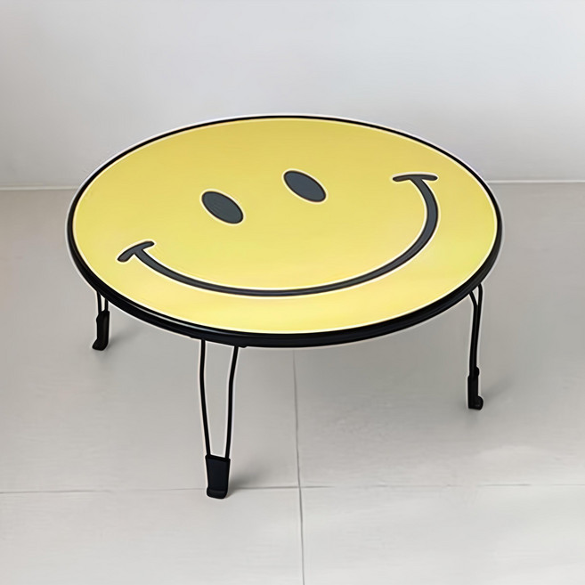 bebewood Bebe Day 萬用摺疊圓桌, 笑臉款 黃色 + 黑色