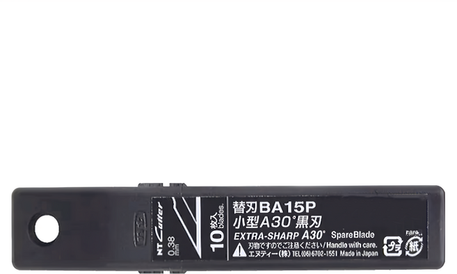 NT Cutter 超銳角30度美工刀片 BA15P 黑刃 10片, 1組