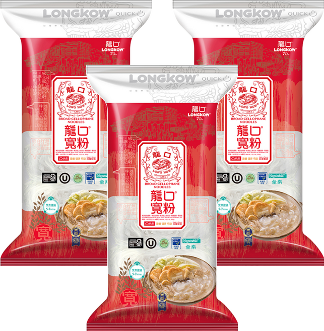 龍口 寬粉 快煮型 復刻版, 350g, 3包