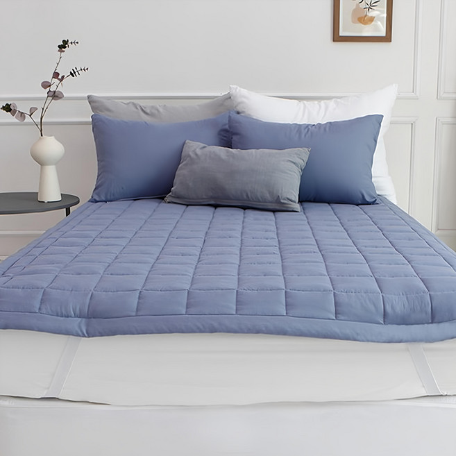 Beau Monde 柔軟洗滌法蘭絨床墊, 藍色, 1個