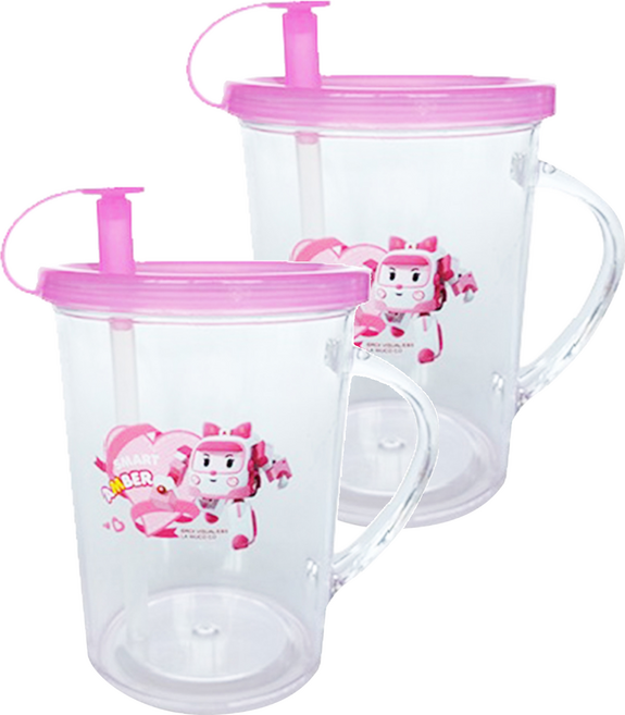 ROBOCAR POLI 波力 單耳吸杯, 250ml, 粉色, 2個