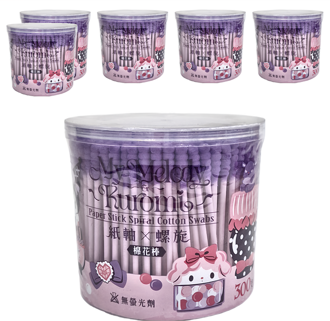 Sanrio 三麗鷗 美樂蒂與酷洛米 螺旋紙軸棉花棒, 300入, 6組