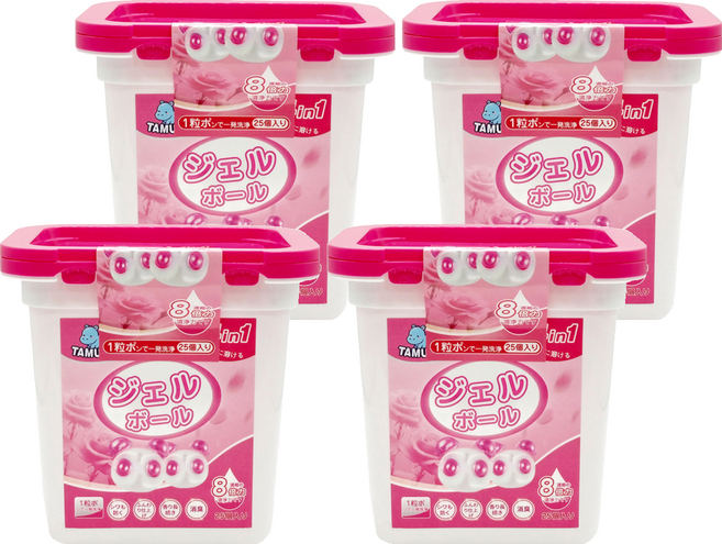 TAMURA 熊貓香氛洗衣膠囊 玫瑰花香, 25顆, 4盒